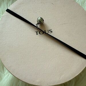 Tous Silver Charm with Black Ribbon